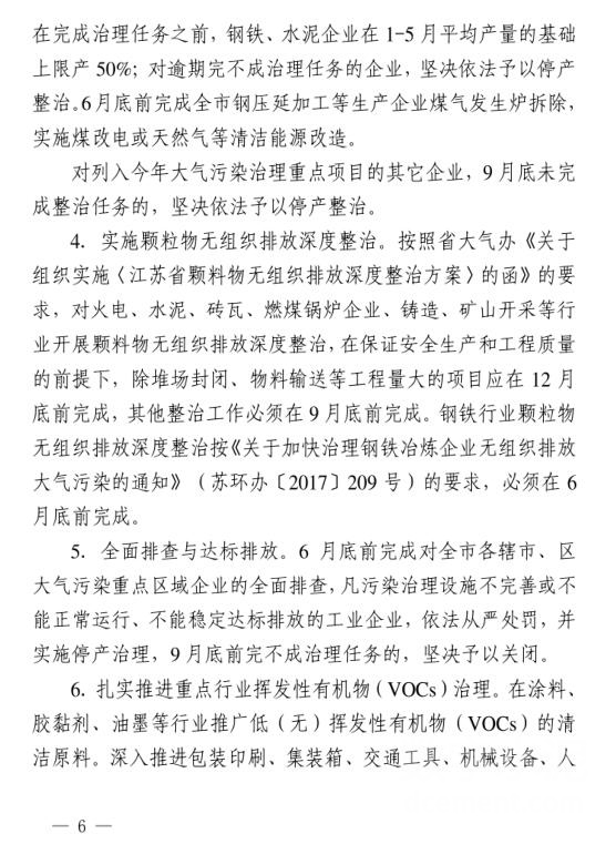 江苏常州:10月底前,水泥熟料生产企业NOx要低于100毫克/立方米